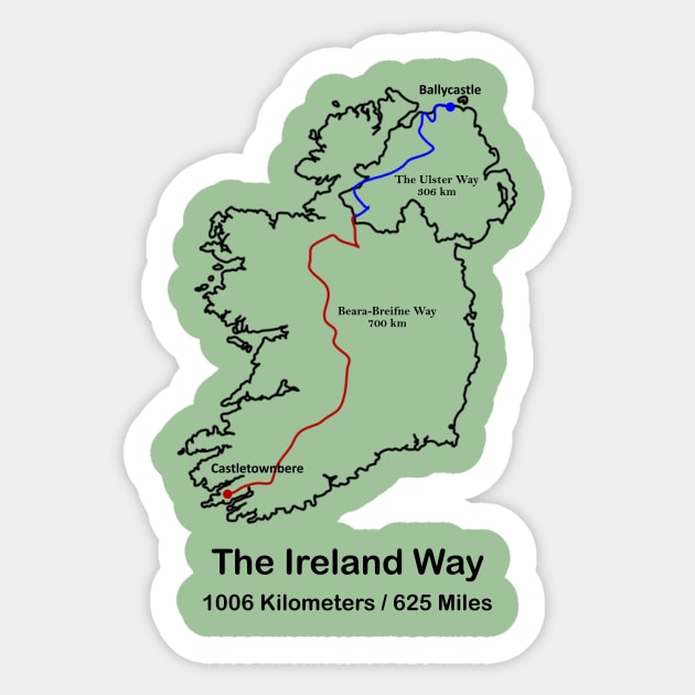 Ireland Way Route Map Sticker by numpdog